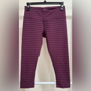 Mondetta Berry and Pink Stripe Active Crop Capri Leggings